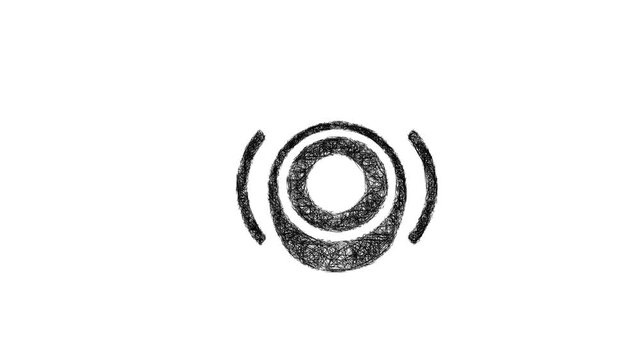 Sketch panic button icon animation - smooth progressive reveal