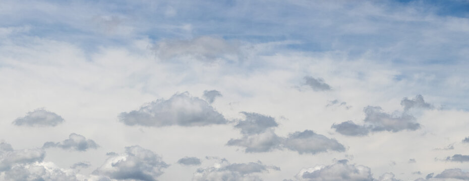 Blue sky with scattered clouds panoramic view daytime