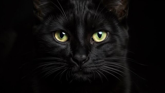 A seamless pattern closeup portrait of a mysterious black cat