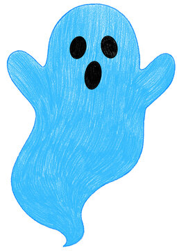 ghost hand drawn colored pencil illustration