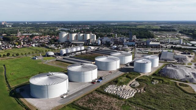 Aerial View of Sugar Beet Processing Factory Producing Refined Sugar