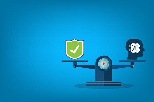 Artificial Intelligence Risk Assessment and Regulatory Compliance Concept with Balanced Scale
