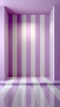 Striped recessed display area with reflective glossy floor