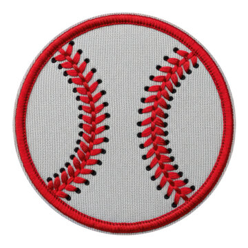 Vintage red and white baseball embroidery patch icon