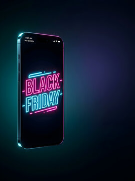 Black Friday Neon Neon Smartphone Screen Sale Promotion Advertising