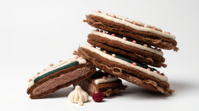 Gingerbread cookies decorated with frosting and colorful sprinkles  