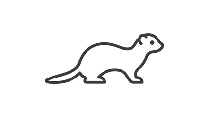 Fototapeta premium Minimalist outline icon of a cute ferret showing smooth curved lines in bold black stroke against a clean white background