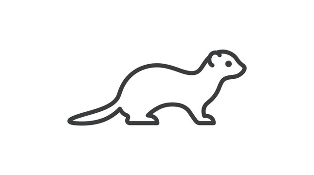 Minimalist outline icon of a cute ferret showing smooth curved lines in bold black stroke against a clean white background
