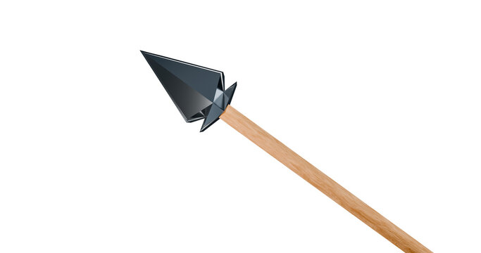 Spear metallic grey sharp war equipment in a transparent background