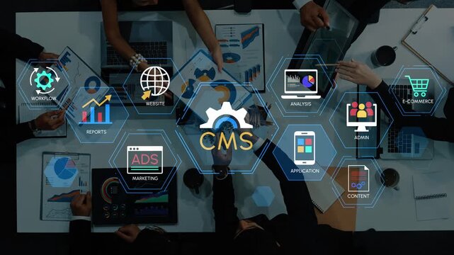 Collaborative Workspace with Digital Tools and Icons for Content Management System, Workflow, Marketing, and E-commerce Strategies in an Office Setting. Entropy.