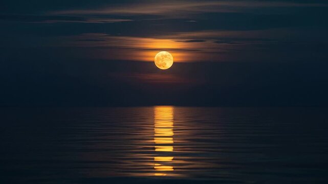 A seamless pattern full moon over calm ocean waters