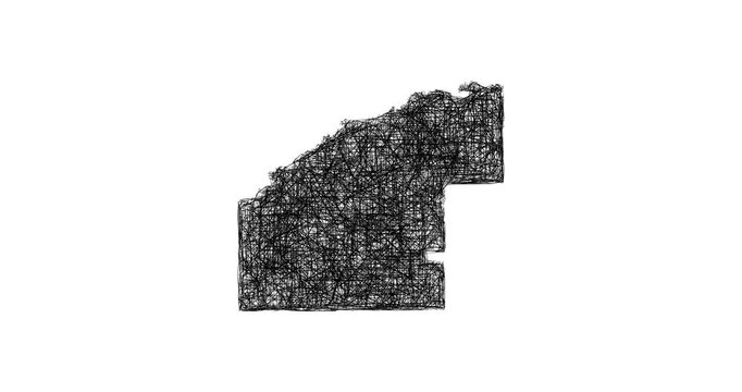 Sketch Jeff Davis outline map animation - smooth progressive reveal