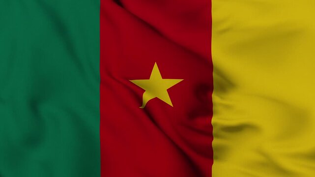 4K animation of the Cameroonian national flag waving in the wind