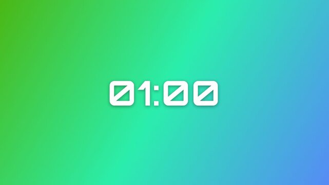 90 Second (1.5 Minute) Digital Countdown Timer on Modern Royal Blue Purple Gradient Background 4K Motion Graphics