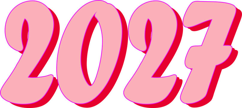 2027 twenty twenty seven text png text effect style happy new year celebration elements