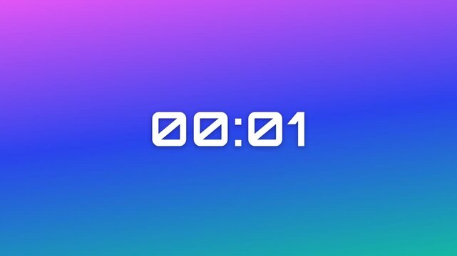 90 Second (1.5 Minute) Digital Countdown Timer on Vibrant Magenta Pink Orange Gradient Background 4K Motion Graphics
