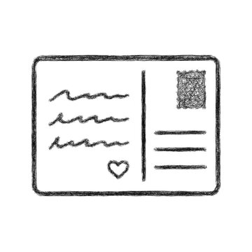 Black and white sketch handwritten postcard icon design