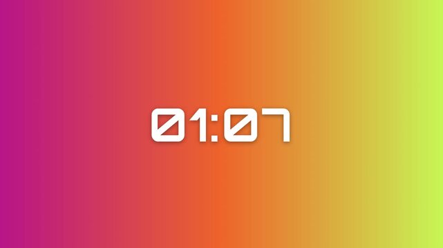 90 Second (1.5 Minute) Digital Countdown Timer on Fresh Lime Green Mint Teal Gradient Background 4K Motion Graphics