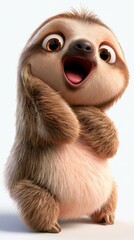 Fototapeta premium Cute sloth with wide eyes and open mouth