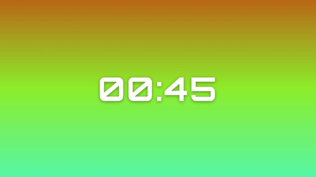 90 Second (1.5 Minute) Digital Countdown Timer on Vivid Emerald Green Ocean Blue Gradient Background 4K Motion Graphics