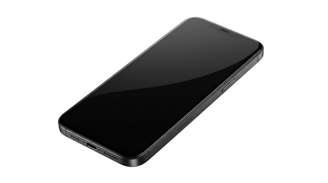 Black smartphone with empty screen isolated on a simple surface
