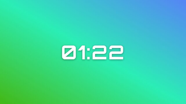 90 Second (1.5 Minute) Digital Countdown Timer on Futuristic Indigo Blue Purple Magenta Gradient Background 4K Motion Graphics