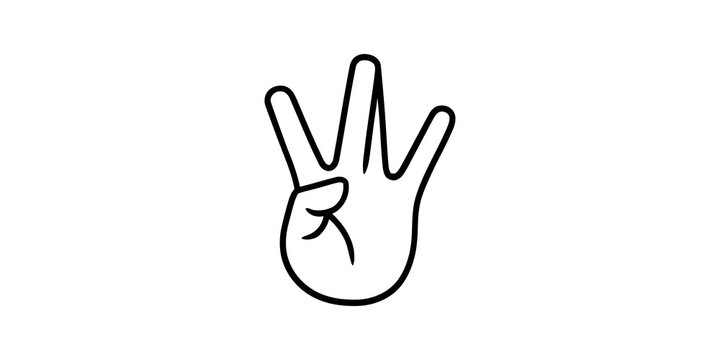 Three fingers hand gesture icon showing number three or west coast sign.