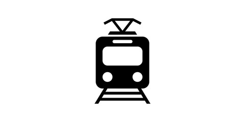 Black train icon on transparent background for public transport railway. © MuhammadAshraf