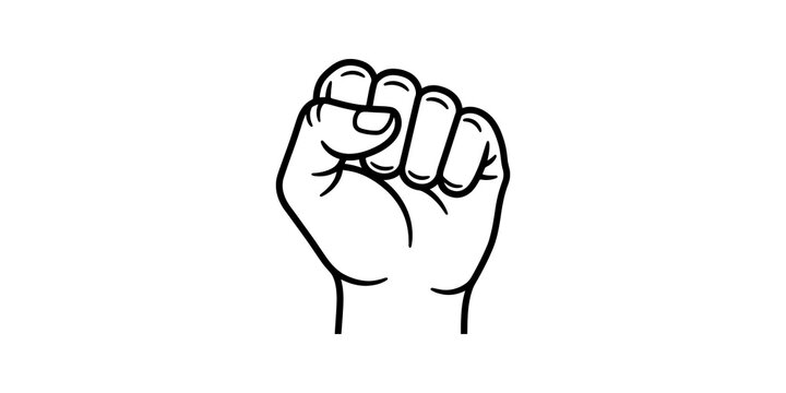 Fist icon representing power solidarity and protest in a simple outline.