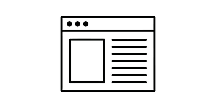 Minimal web browser icon in black line art for digital UI layout.