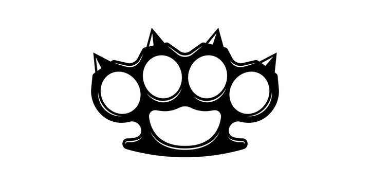 Black steel spiked brass knuckles vector for strong street defense.