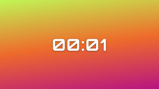 90 Second (1.5 Minute) Digital Countdown Timer on Vivid Chartreuse Lime Turquoise Gradient Background 4K Motion Graphics