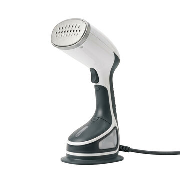 Handheld garment steamer for clothes with water tank isolated on transparent background
