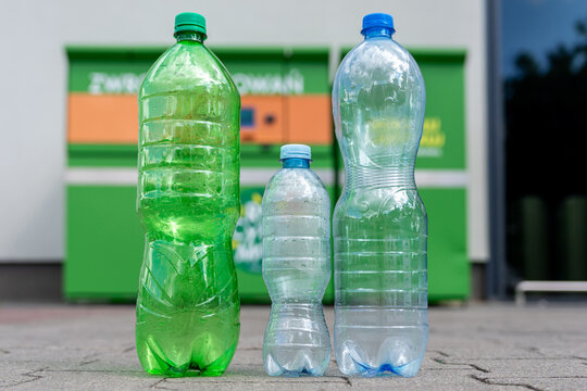 Plastic packaging return machine for recycling concept.