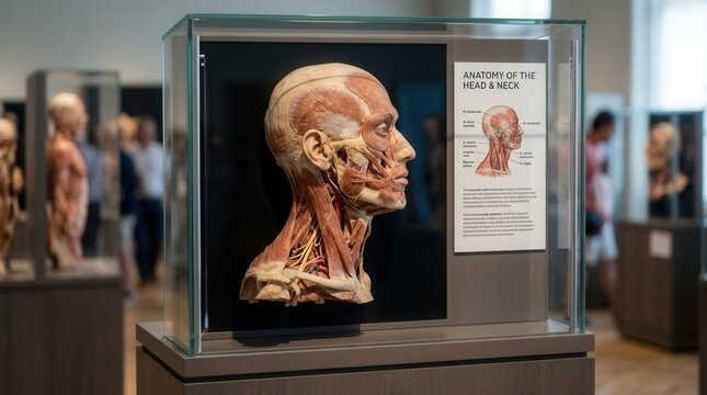 Anatomical Head And Neck Model Displayed In Museum Setting