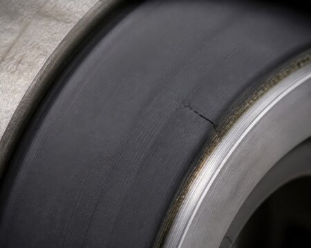Stormwater Drain Inspection Object Flexible Rubber Seal Backflow Valve Showing One Fine Radial Crack Slight Mineral