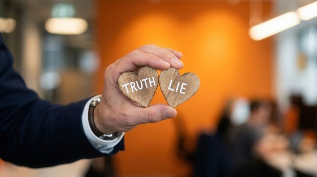 Choice Between Truth Or Lie Heart Symbols