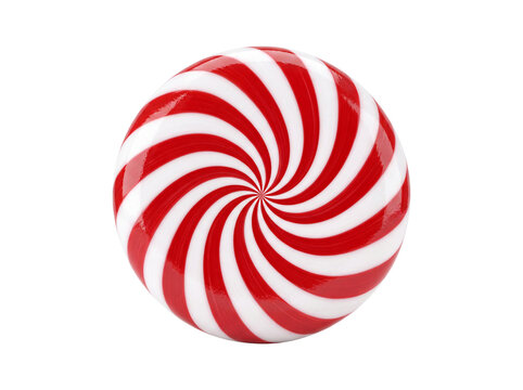 Red and white swirl peppermint candy shape isolated on a clean white background with peppermint christmas isolated background