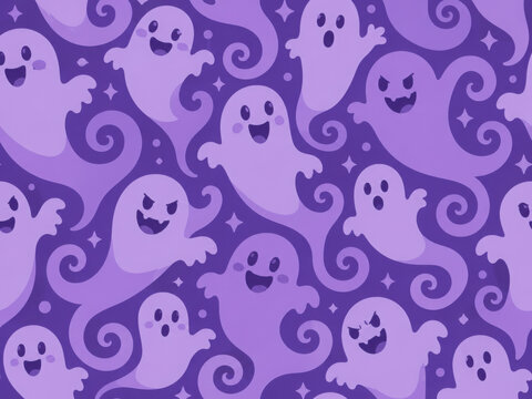 Halloween spooky ghost seamless repeat vector pattern
