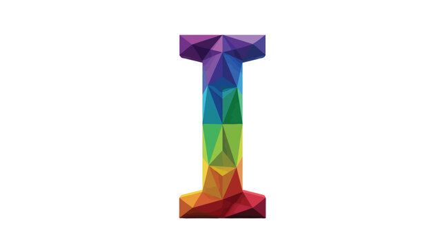 Vibrant letter i constructed from colorful low poly geometric triangles creates a modern artistic typographic design with bold bright hues