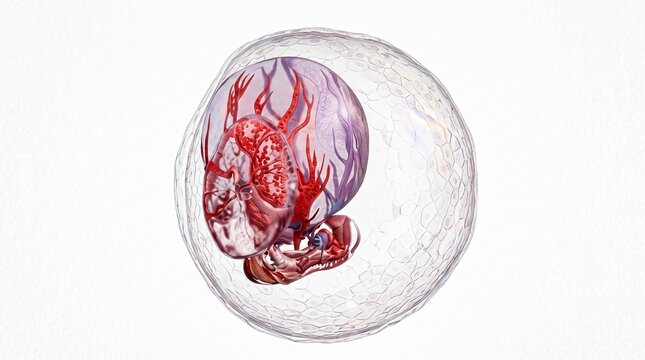 Medically Accurate Illustration of a Human Embryo at Week Four