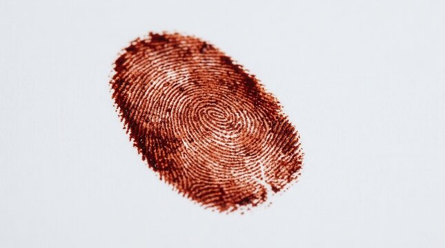 Crimson Fingerprint Impression On White Background