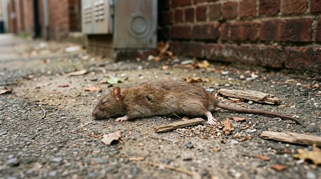 Dead Rat In Alleyway Scene Of Urban Decay And Neglect