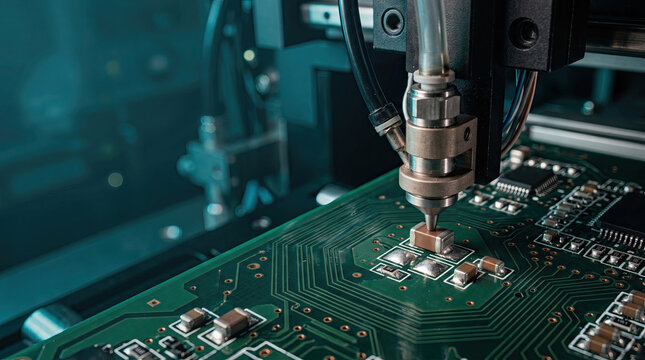 SMT machine placing components on circuit board