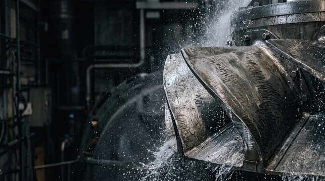 Heavy industrial water pump turbine impeller with splashing fluid