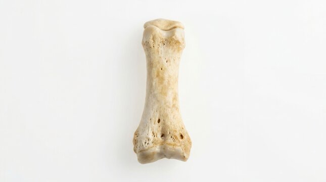 Detailed Macroscopic View Of A Single Animal Metatarsal Bone Isolated On White