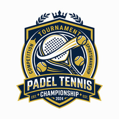 Fototapeta premium Padel Tennis Tournament Championship Emblem Logo Design