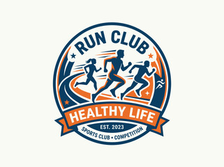 Fototapeta premium Run Club Healthy Life Sports Competition Emblem Design