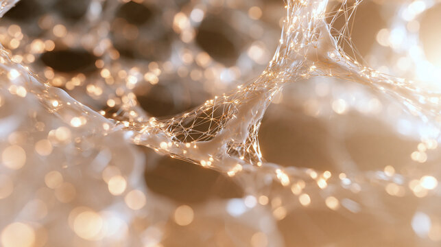 Abstract Glowing Neural Network and Biological Mesh Structure