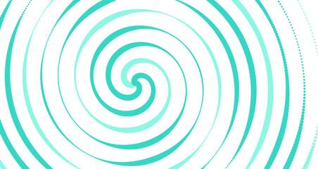 Naklejka premium Abstract background, with a spiral, pattern of cyan, dots swirling towards, the center against, a dark black, backdrop for visual, motion and energy